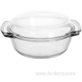 clear Round Heatproof Glass Container with Grey lid